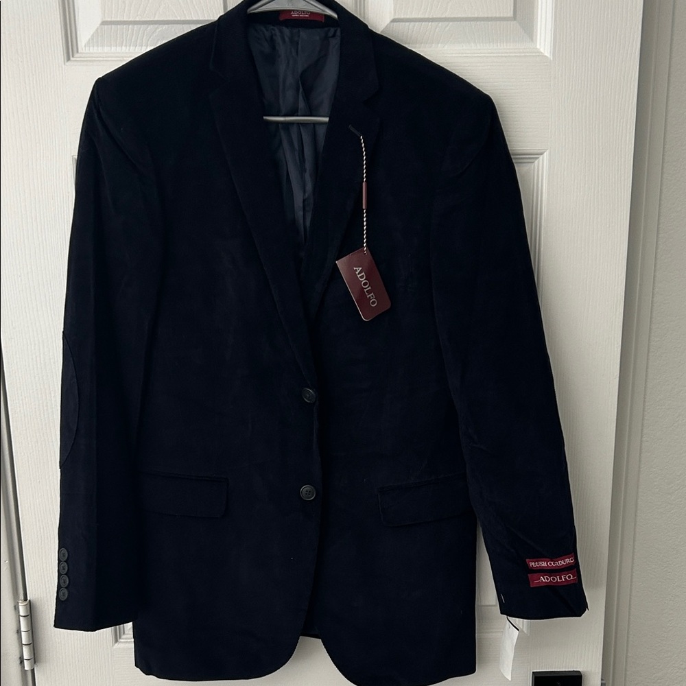 Adolfo Men's Black Blazer with Red Details